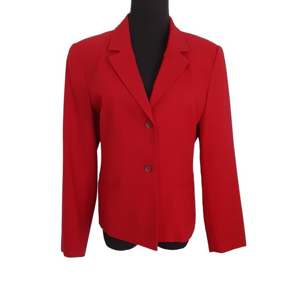 Vintage 90s Red Blazer Jacket 100% New Wool Woolmark Size 10P Norton McNaughton - Picture 1 of 11